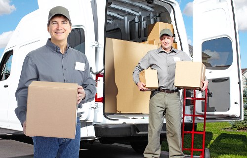 Boxes and household items prepared for a man and van service in Kennington