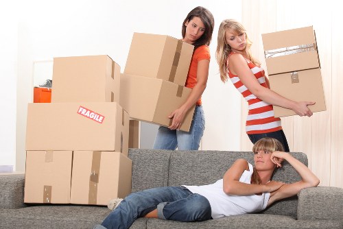 Business relocation planning with boxes and equipment in Kennington